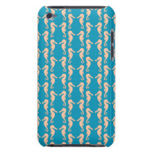 Teal and Peach Colour Seahorse Pattern. Case-Mate iPod Touch Case