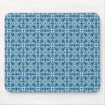 Teal and White Patterned Mousepad