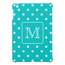 Teal and White Polka Dot Pattern.