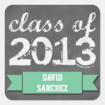 Teal banner ribbon chalkboard graduation class of stickers