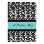 Teal Black Damask 18th Birthday Party Invitations