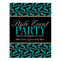 Teal Black  Office Party Invitation Cards Post Cards