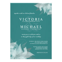 Teal Blue and White Floral Wedding Invitations