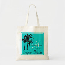 Teal Blue Beach Wedding Palm Trees Bags