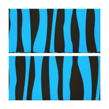 Teal Blue Black Tiger Zebra Stripes Wild Animal Gallery Wrapped Canvas