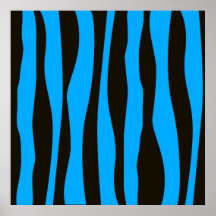 Teal Blue Black Tiger Zebra Stripes Wild Animal Print