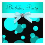 Teal Blue Bubbles Any Number Birthday Party Custom Invitation