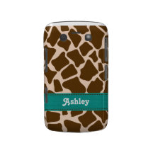 Teal Blue Giraffe Print Blackberry Bold Case