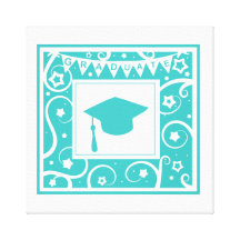 Teal blue graduate mortar board hat canvas print