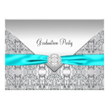 Teal Blue Graduation Party Invitations