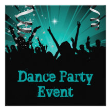 Teal Blue Jade Dance Party Event Crowd Rave Announcement