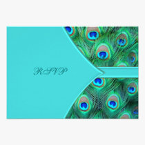 Teal Blue Peacock Wedding RSVP invitations