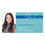 Teal blue script class of graduation announcement photo greeting card