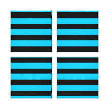 Teal Blue Turquoise and White Stripes Pattern Stretched Canvas Prints