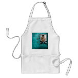 Teal blue with flowers photo template aprons