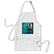 Teal blue with flowers photo template aprons