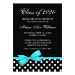Teal Bow Polka Dots Graduation Announcement