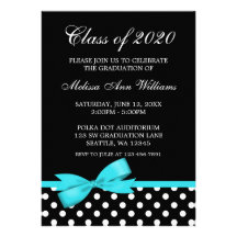 Teal Bow Polka Dots Graduation Announcement