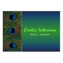 Teal, Brown, Gold Peacock Feathers Business Card