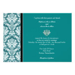Teal Classic Damask Wedding Invitation