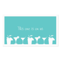 Teal cocktail wedding event custom drink ticket business cards