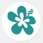 teal colour hibiscus flower design stickers