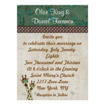 Teal & Copper Giraffes  Wedding Invitation