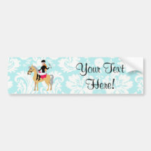 Teal Damask Equestrian Bumper Sticker
