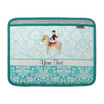Teal Damask Equestrian MacBook Sleeves