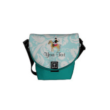 Teal Damask Equestrian Messenger Bag