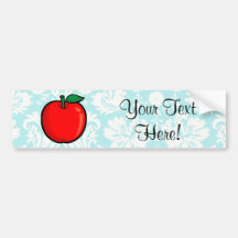 Teal Damask Pattern Apple Bumper Sticker