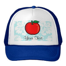 Teal Damask Pattern Apple Trucker Hats