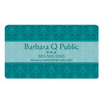 Teal Damask Pattern Business Card Template