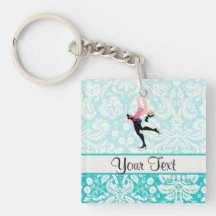 Teal Damask Pattern Ice Skating