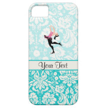Teal Damask Pattern Ice Skating
