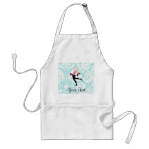 Teal Damask Pattern Ice Skating Apron