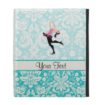 Teal Damask Pattern Ice Skating iPad Case