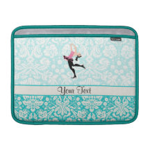 Teal Damask Pattern Ice Skating Sleeves For MacBook Air