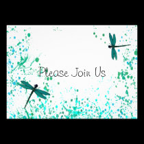 Teal Dragonflies Wedding Invitation invitations