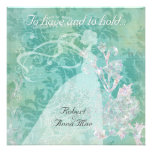 Teal Floral To Have and Hold Wedding Invitation