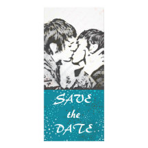 Teal Galaxy WEDDING Save The Date Rack Card