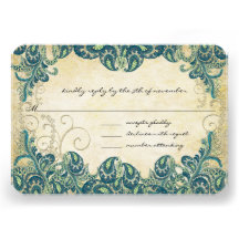 Teal & Gold Peacock Wedding RSVP Invite