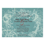 Teal Grunge Wedding Invitation