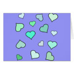 Teal Heart Pattern Greeting Card
