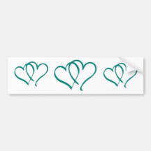 Teal Hearts Bumper Stickers