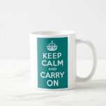Teal Keep Calm and Carry On Coffee Mug