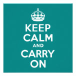 Teal Keep Calm and Carry On Personalized Announcement