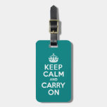 Teal Keep Calm and Carry On Luggage Tag