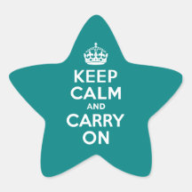 Teal Keep Calm and Carry On Star Stickers