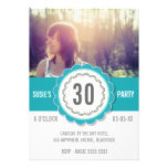 Teal Lace Photo 30TH Birthday Party Invite
